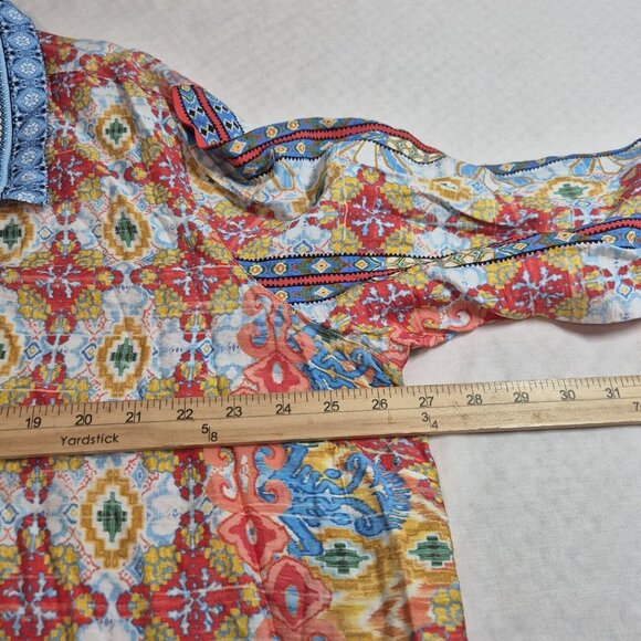 John Mark Women’s Tunic Size 3X Top Collar Button Multicolor  Multi Patern 27 - Picture 8 of 13